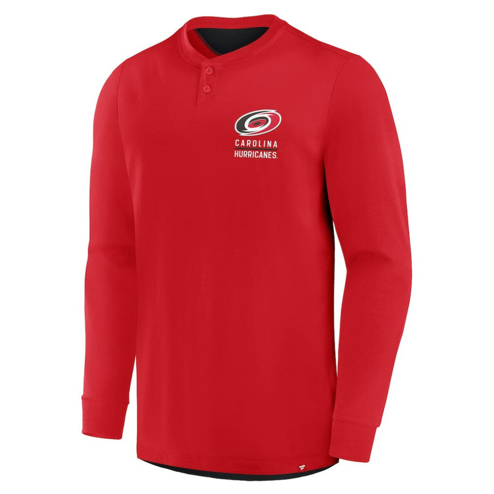 NHL Red Carolina Hurricanes Fanatics Adrenaline Push Long Sleeve Henley Shirt