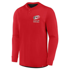 NHL Red Carolina Hurricanes Fanatics Adrenaline Push Long Sleeve Henley Shirt