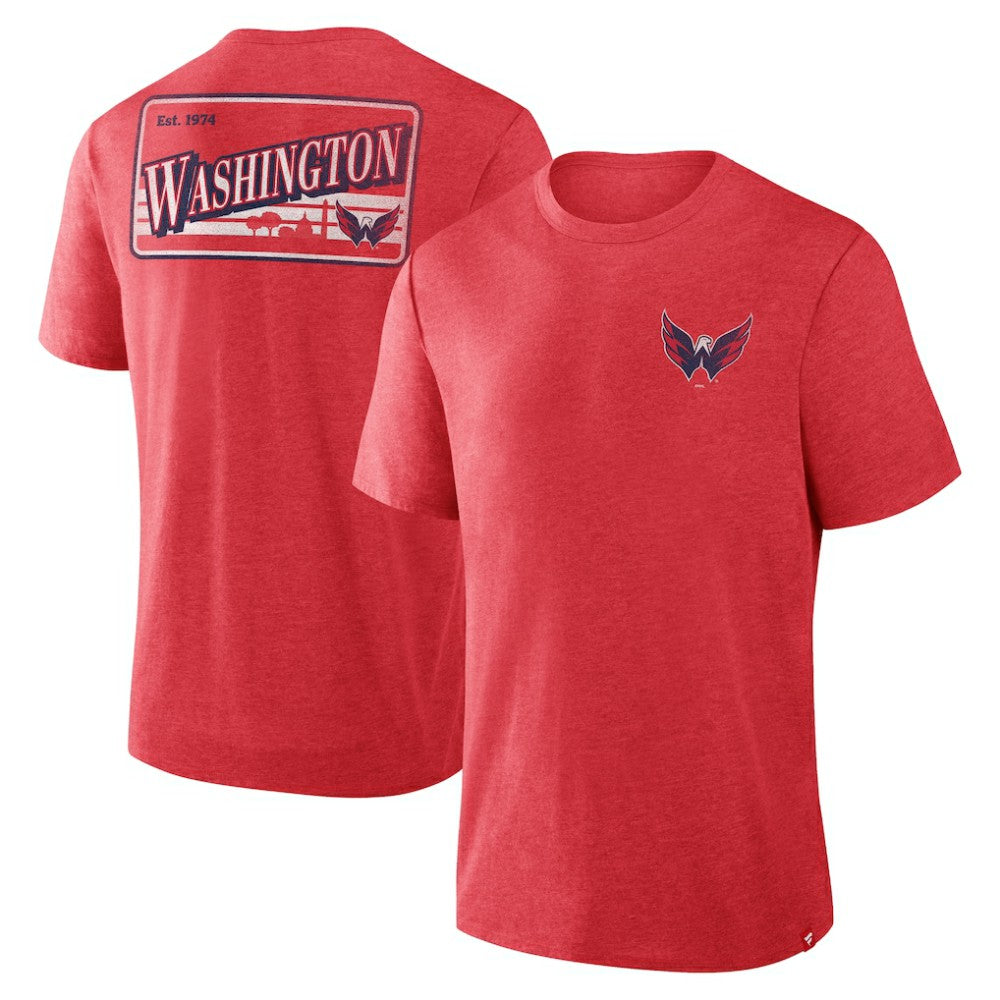 NHL Heather Red Washington Capitals Fanatics Fan Lanes Tri-Blend T-Shirt