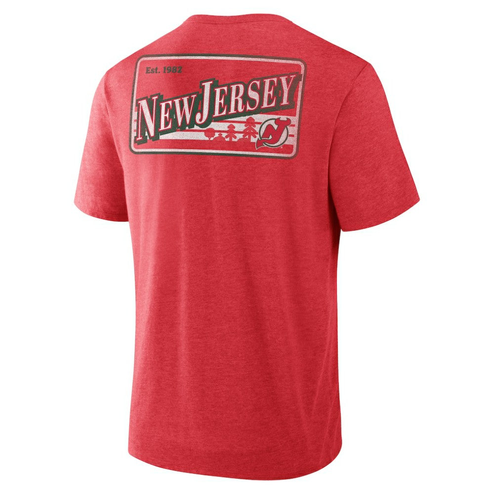 NHL Heather Red New Jersey Devils Fanatics Fan Lanes Tri-Blend T-Shirt