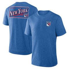 NHL Heather Blue New York Rangers Fanatics Fan Lanes Tri-Blend T-Shirt