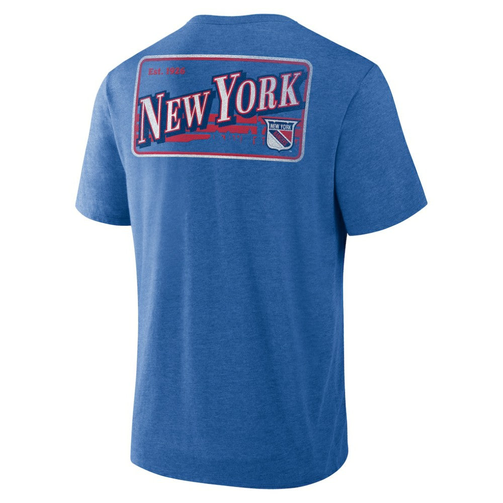 NHL Heather Blue New York Rangers Fanatics Fan Lanes Tri-Blend T-Shirt