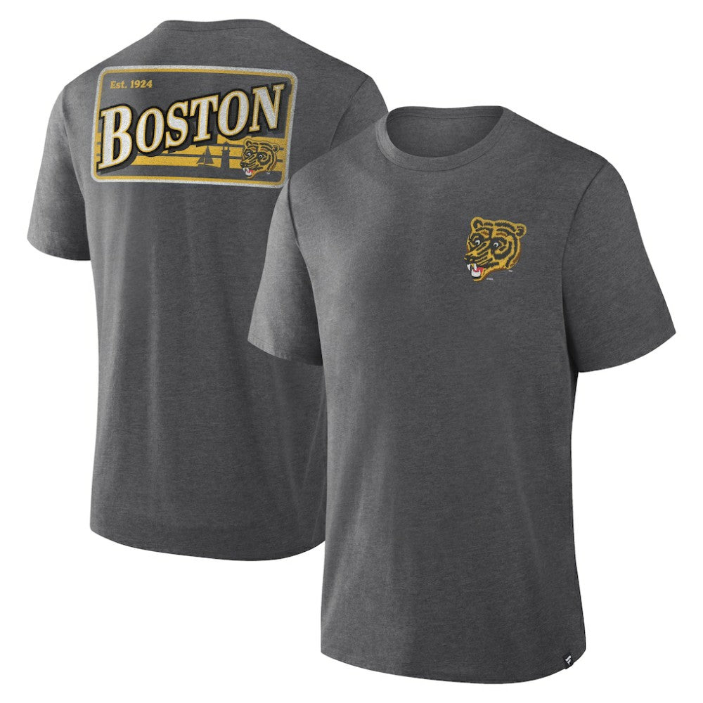 NHL Heather Charcoal Boston Bruins Fanatics Fan Lanes Tri-Blend T-Shirt