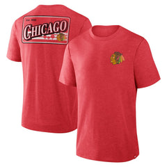 NHL Heather Red Chicago Blackhawks Fanatics Fan Lanes Tri-Blend T-Shirt
