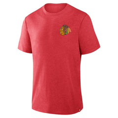 NHL Heather Red Chicago Blackhawks Fanatics Fan Lanes Tri-Blend T-Shirt