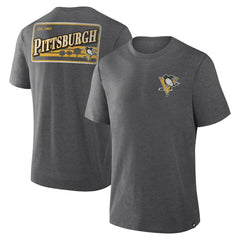 NHL Heather Charcoal Pittsburgh Penguins Fanatics Fan Lanes Tri-Blend T-Shirt