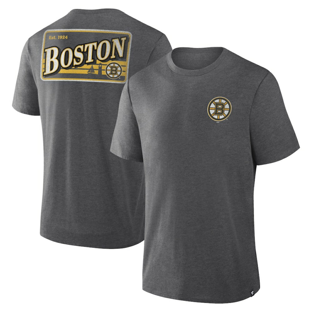 NHL Heather Charcoal Boston Bruins Fanatics Fan Lanes Tri-Blend T-Shirt