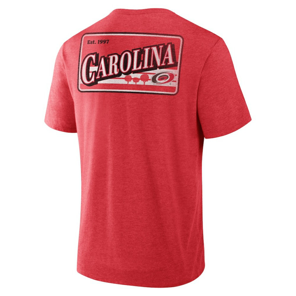 NHL Heather Red Carolina Hurricanes Fanatics Fan Lanes Tri-Blend T-Shirt
