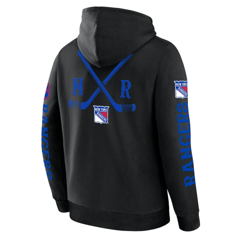 NHL Black New York Rangers Fanatics Big City Legacy Fleece Pullover Hoodie