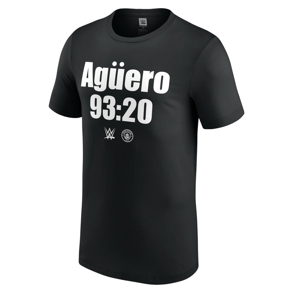 "Stone Cold" Steve Austin WWE x Manchester City Aguero 93:20 T-Shirt -  Black