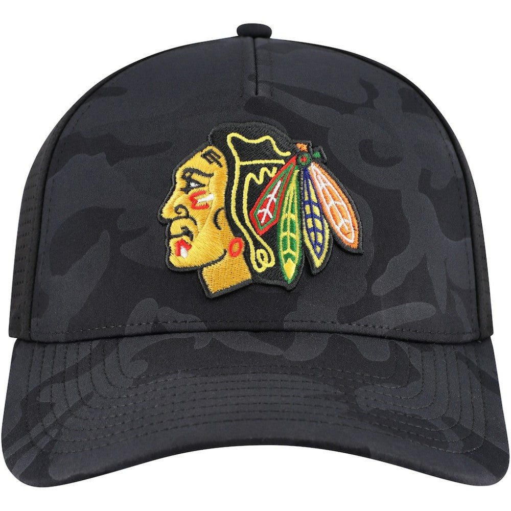 NHL Black Chicago Blackhawks American Needle Valin Camo Super Tech Vented Adjustable Hat