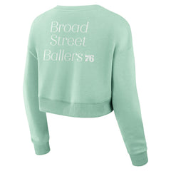 NBA Philadelphia 76ers Women's Studio Tri-Blend Cropped Pullover Sweatshirt