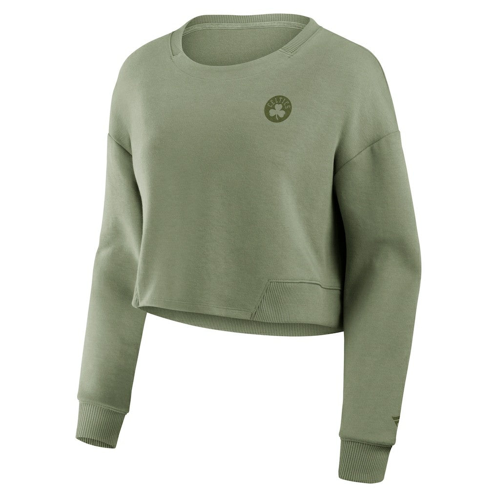 NBA Boston Celtics Women's Studio Tri-Blend Cropped Pullover Sweatshirt