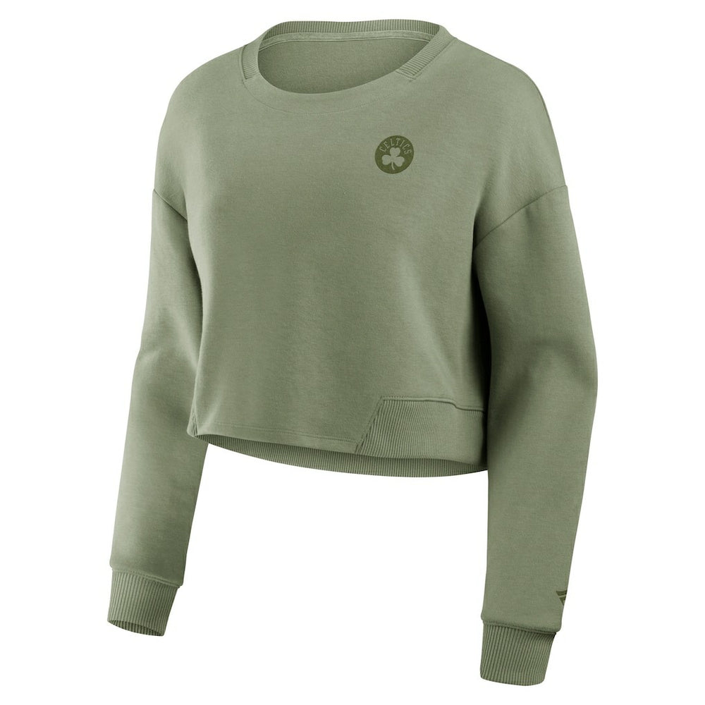 NBA Boston Celtics Women's Studio Tri-Blend Cropped Pullover Sweatshirt