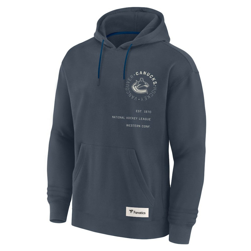 NHL Navy Vancouver Canucks Fanatics Future Ground Info Pullover Hoodie