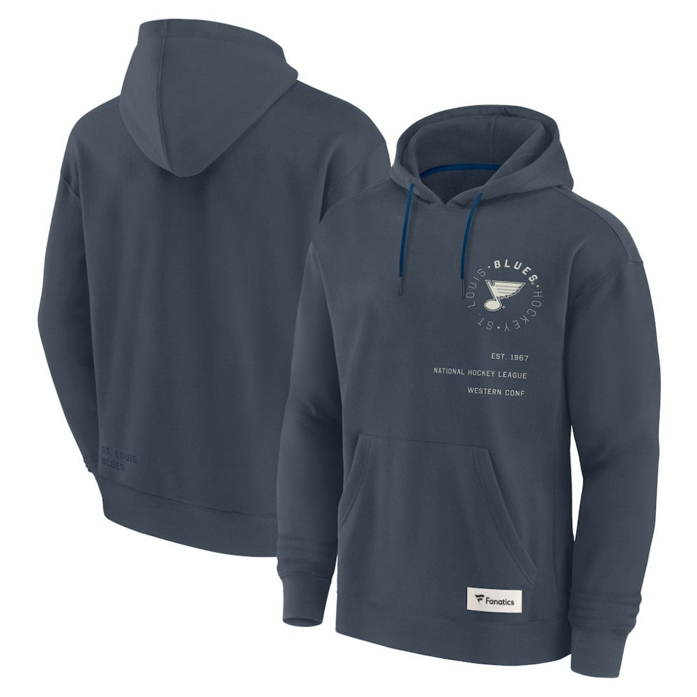 NHL Navy St. Louis Blues Fanatics Future Ground Info Pullover Hoodie