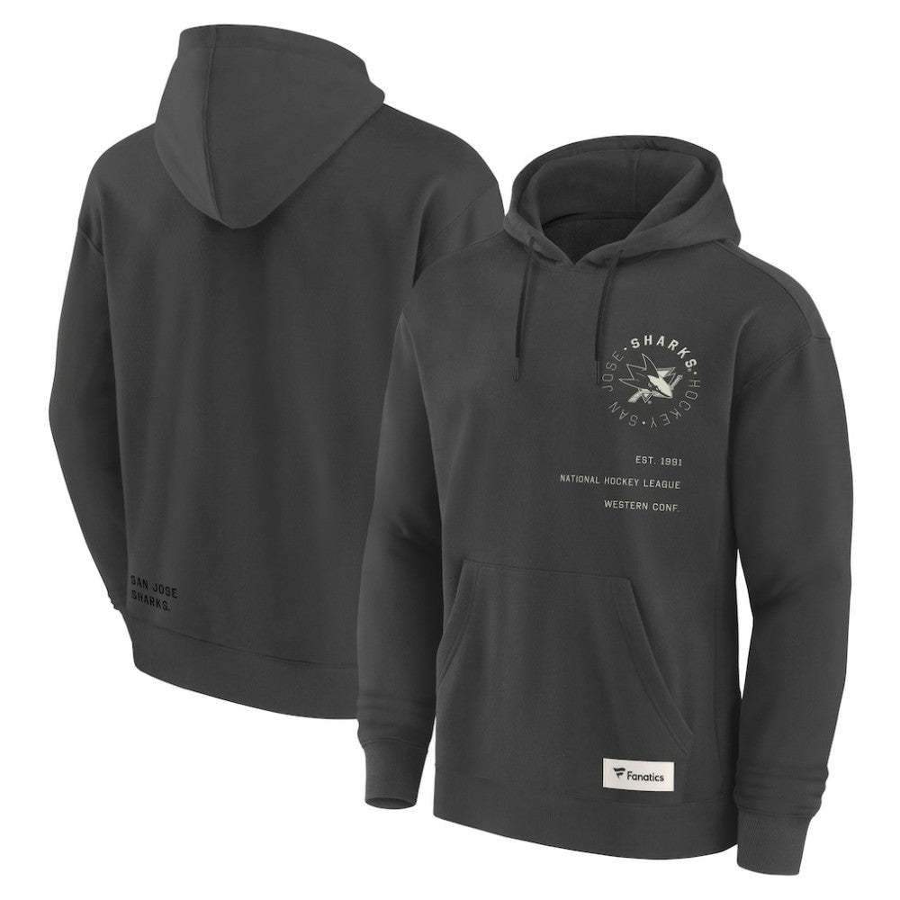 NHL Charcoal San Jose Sharks Fanatics Future Ground Info Pullover Hoodie