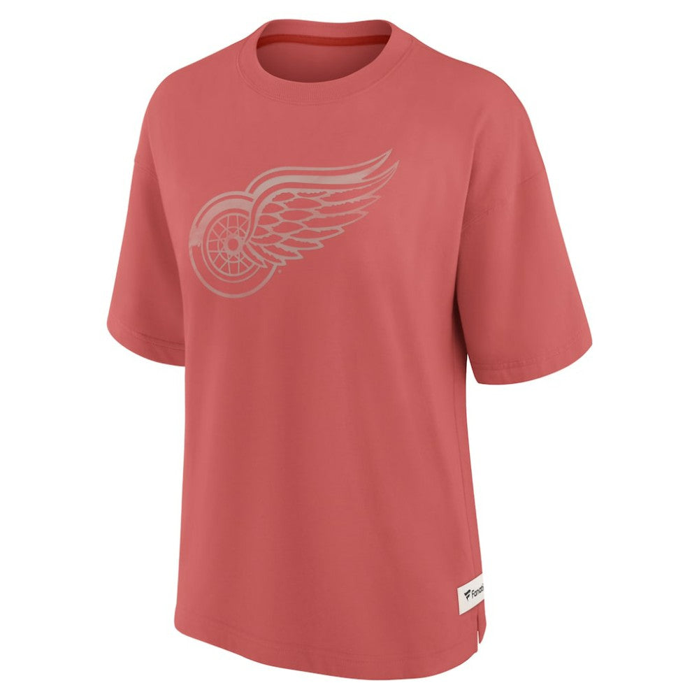 NHL Red Detroit Red Wings Fanatics Women's Oversized Elements Raw Edge Future Ground T-Shirt