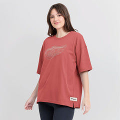 NHL Red Detroit Red Wings Fanatics Women's Oversized Elements Raw Edge Future Ground T-Shirt