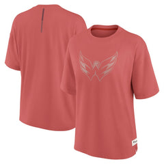 NHL Red Washington Capitals Fanatics Women's Oversized Elements Raw Edge Future Ground T-Shirt