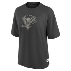NHL Charcoal Pittsburgh Penguins Fanatics Women's Oversized Elements Raw Edge Future Ground T-Shirt