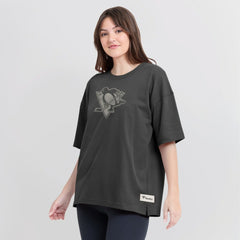 NHL Charcoal Pittsburgh Penguins Fanatics Women's Oversized Elements Raw Edge Future Ground T-Shirt