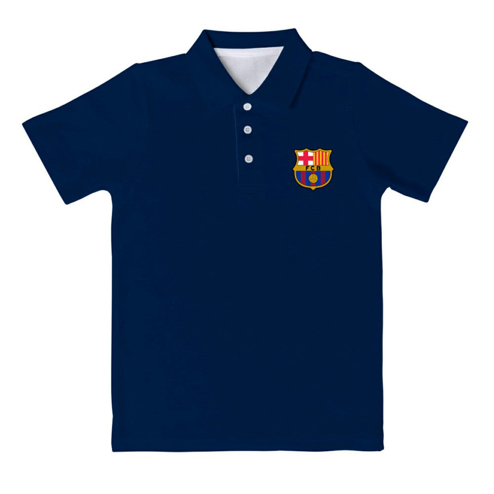 Barcelona Vive La Fete Youth Solid Polo -  Navy
