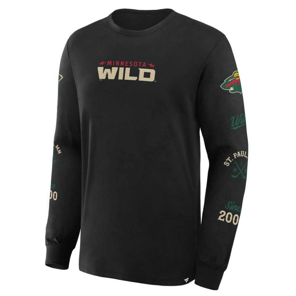 NHL Black Minnesota Wild Fanatics Boxed In Legacy Long Sleeve T-Shirt