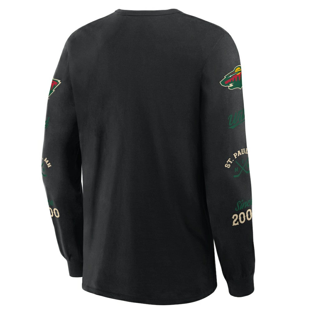 NHL Black Minnesota Wild Fanatics Boxed In Legacy Long Sleeve T-Shirt