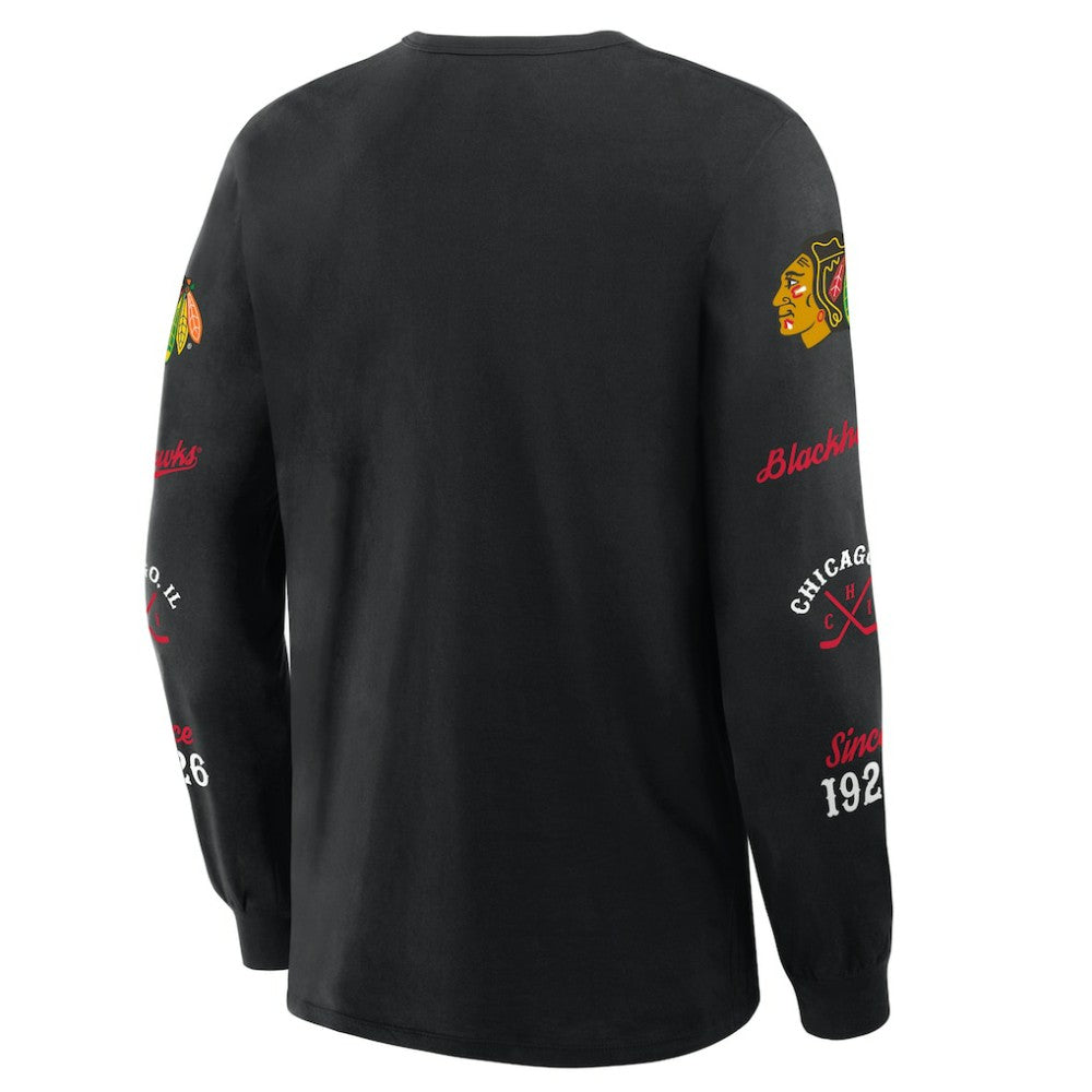 NHL Black Chicago Blackhawks Fanatics Boxed In Legacy Long Sleeve T-Shirt