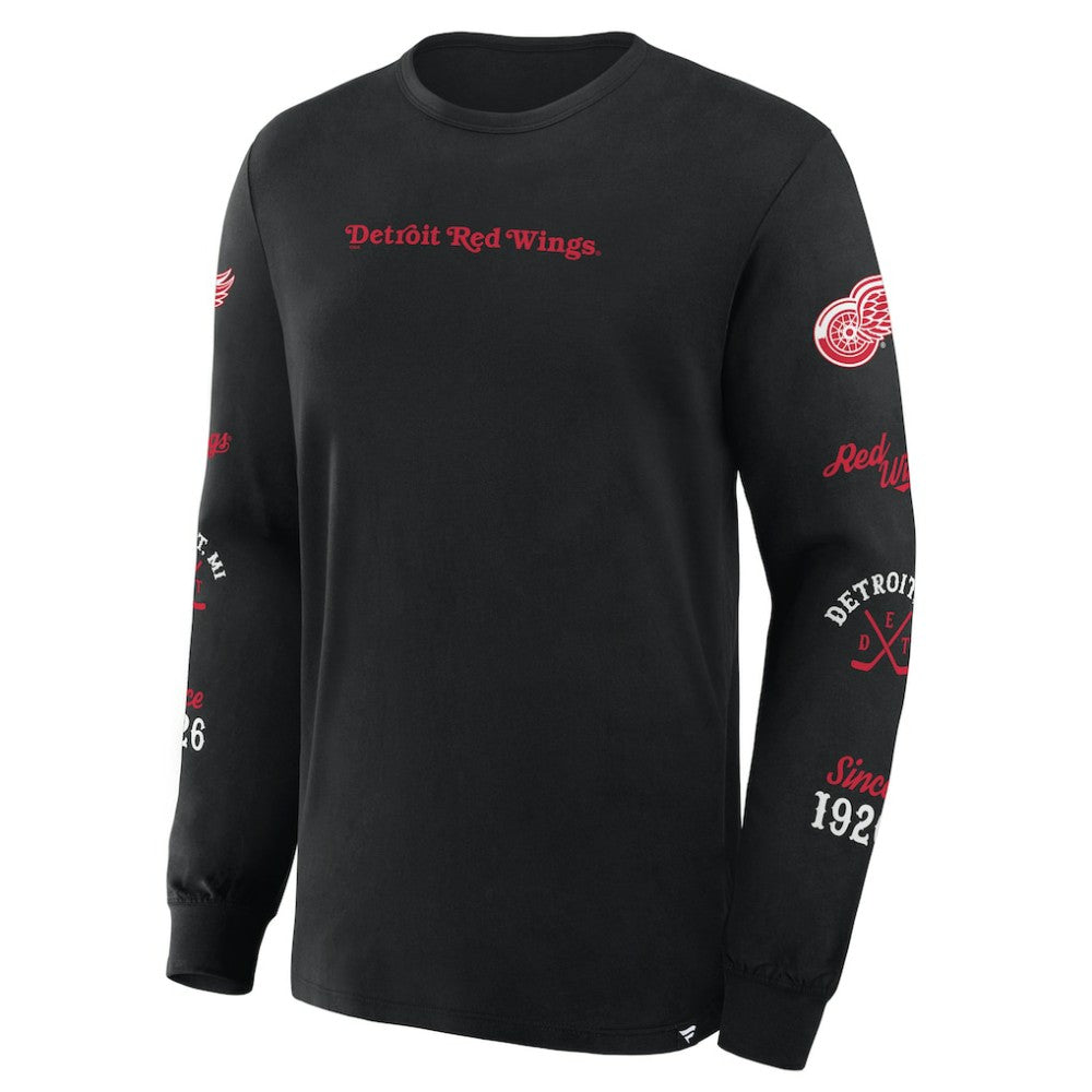 NHL Black Detroit Red Wings Fanatics Boxed In Legacy Long Sleeve T-Shirt