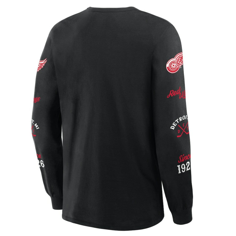 NHL Black Detroit Red Wings Fanatics Boxed In Legacy Long Sleeve T-Shirt