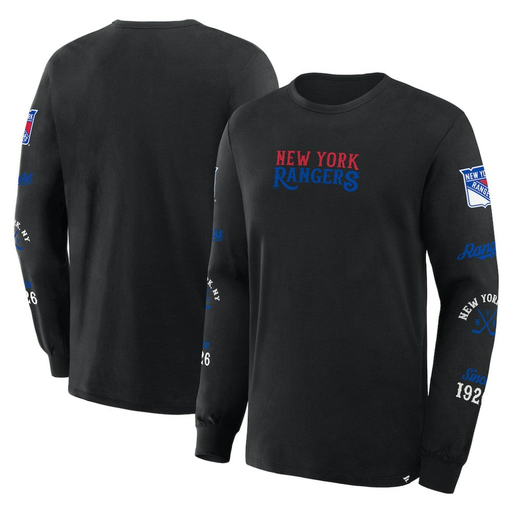 NHL Black New York Rangers Fanatics Boxed In Legacy Long Sleeve T-Shirt