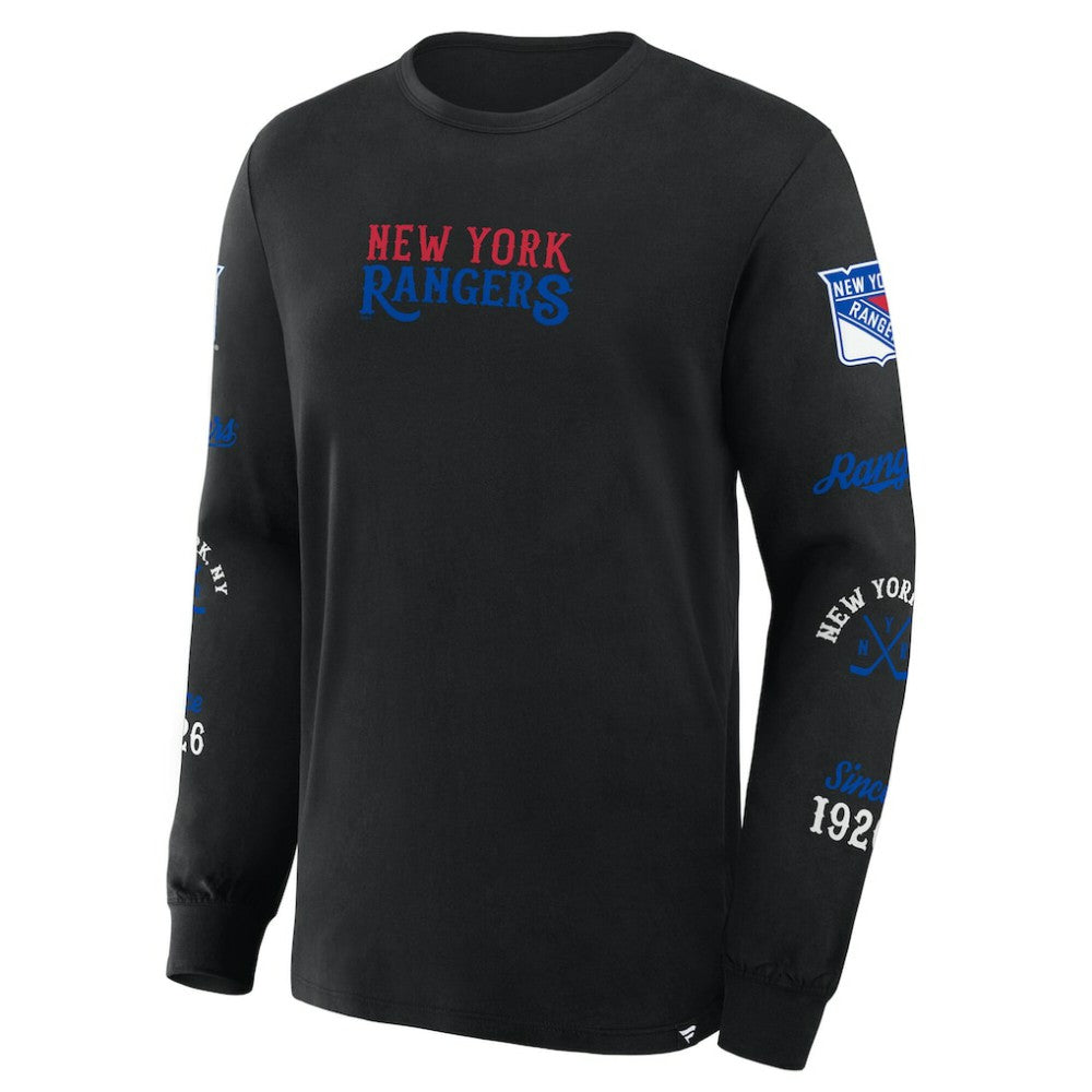 NHL Black New York Rangers Fanatics Boxed In Legacy Long Sleeve T-Shirt
