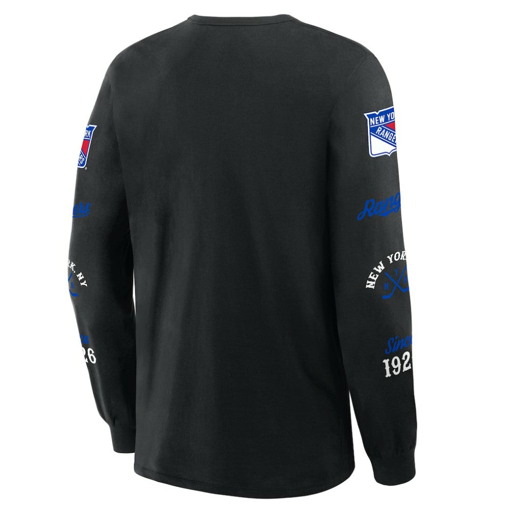NHL Black New York Rangers Fanatics Boxed In Legacy Long Sleeve T-Shirt