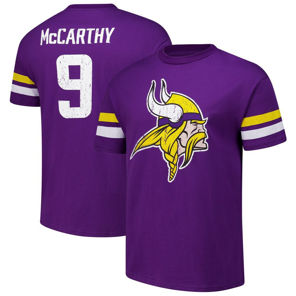 J.J. McCarthy  Majestic Threads Name & Number Oversized Fit T-Shirt - Minnesota Vikings