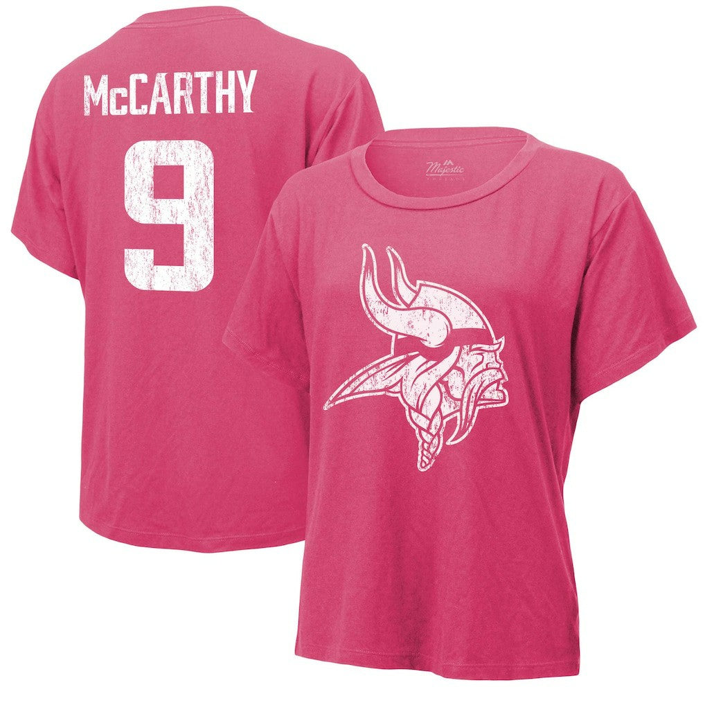 J.J. McCarthy  Majestic Threads Women's Name & Number T-Shirt - Minnesota Vikings