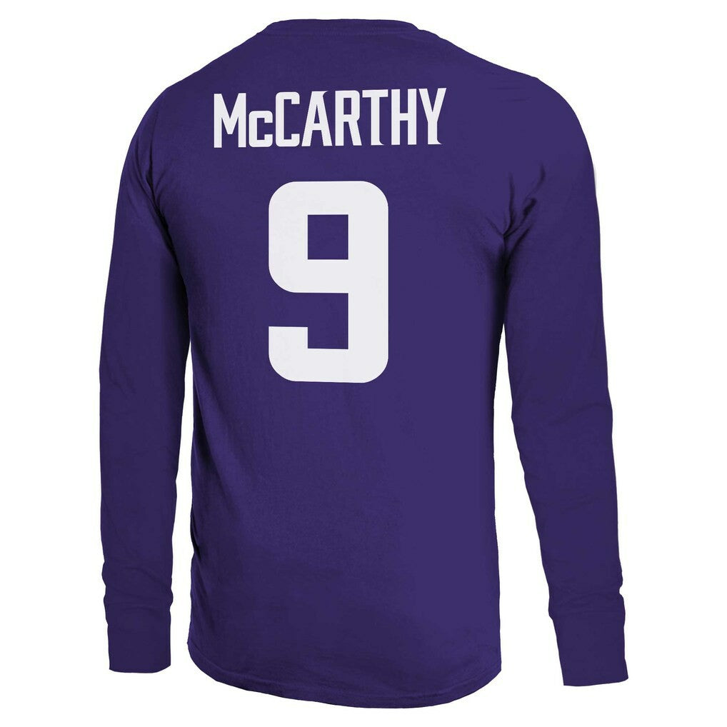 J.J. McCarthy  Majestic Threads Name & Number Long Sleeve T-Shirt - Minnesota Vikings