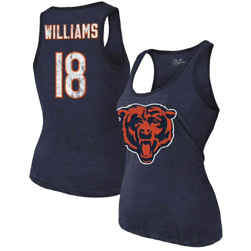 Caleb Williams  Majestic Threads Women's Name & Number Tri-Blend Scoop Neck Tank Top - Chicago Bears