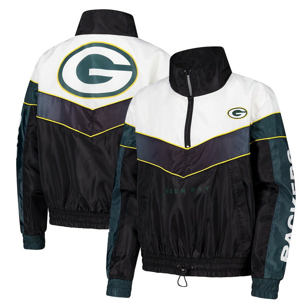 The Wild Collective Women's 1/4 Zip Track Jacket - Green Bay Packers