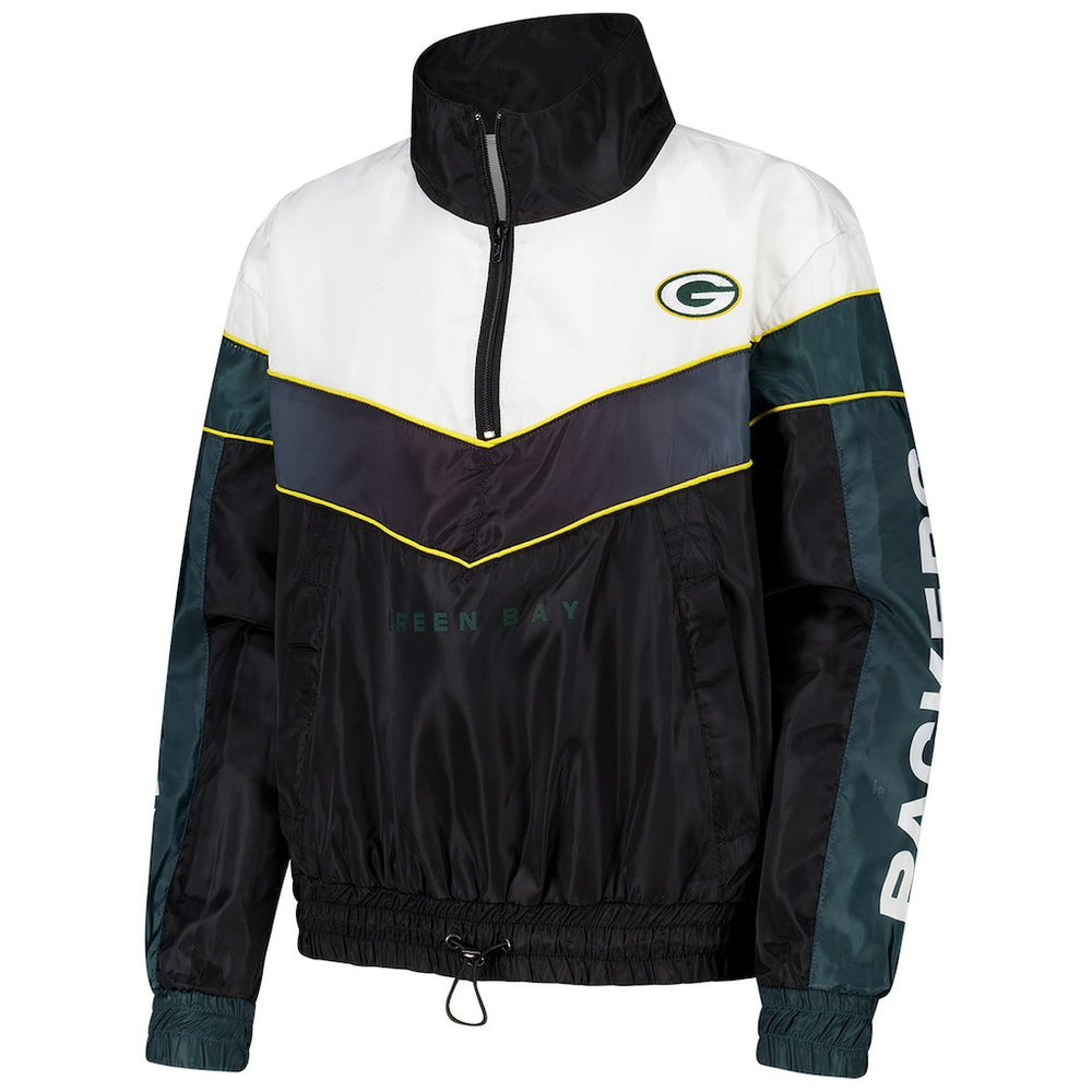 The Wild Collective Women's 1/4 Zip Track Jacket - Green Bay Packers