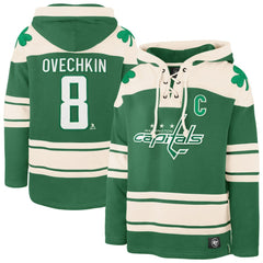 NHL Kelly Green Alexander Ovechkin Washington Capitals '47 St. Patrick's Day Player Name & Number Lacer Pullover Hoodie