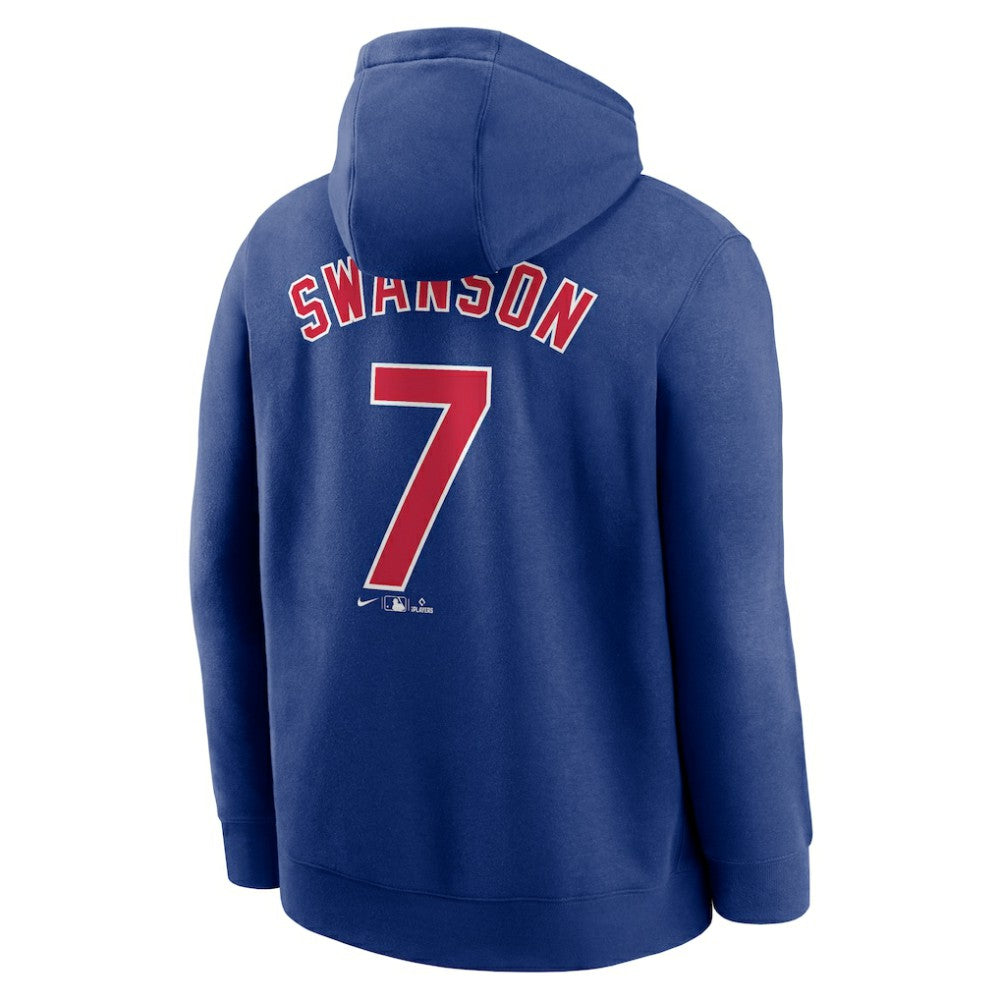 MLB Dansby Swanson Chicago Cubs Nike Player Name & Number Club Pullover Hoodie