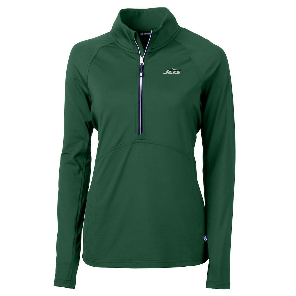 Cutter & Buck Women's Primary Logo DryTec Adapt Eco Knit Stretch Recycled Raglan Half-Zip Top - New York Jets