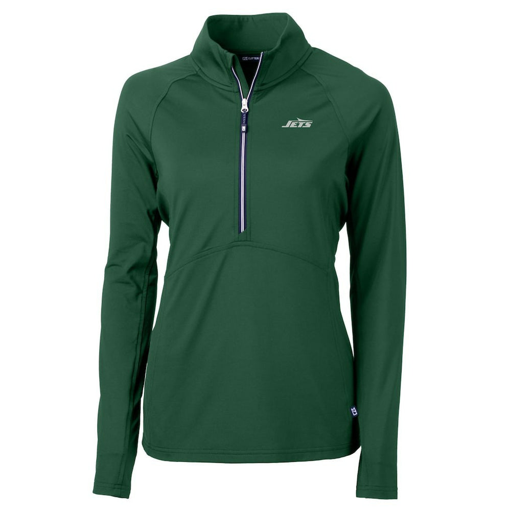 Cutter & Buck Women's Primary Logo DryTec Adapt Eco Knit Stretch Recycled Raglan Half-Zip Top - New York Jets