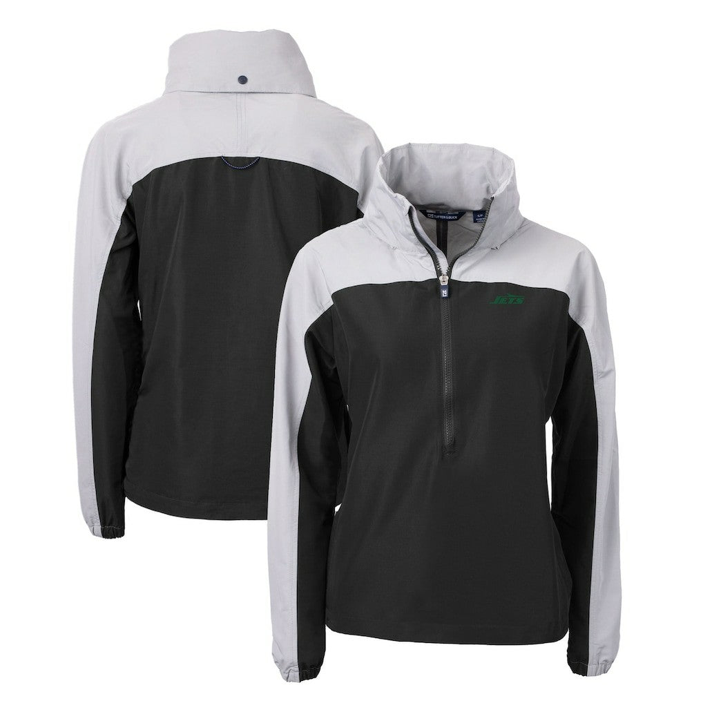 Cutter & Buck Women's Primary Logo Charter Eco Recycled Half-Zip Hoodie Anorak Jacket - New York Jets
