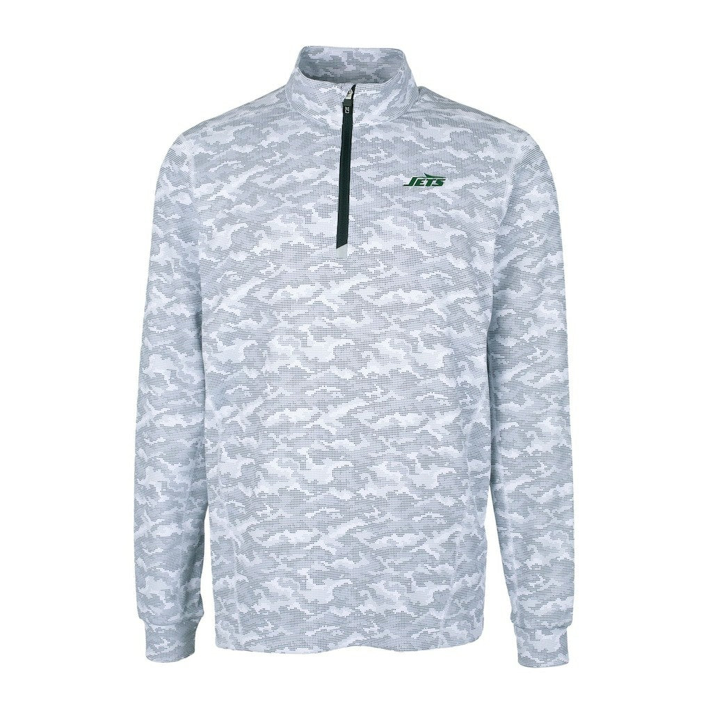 Cutter & Buck Primary Logo Traverse Stretch Camo Print Eco Quarter-Zip Top - New York Jets
