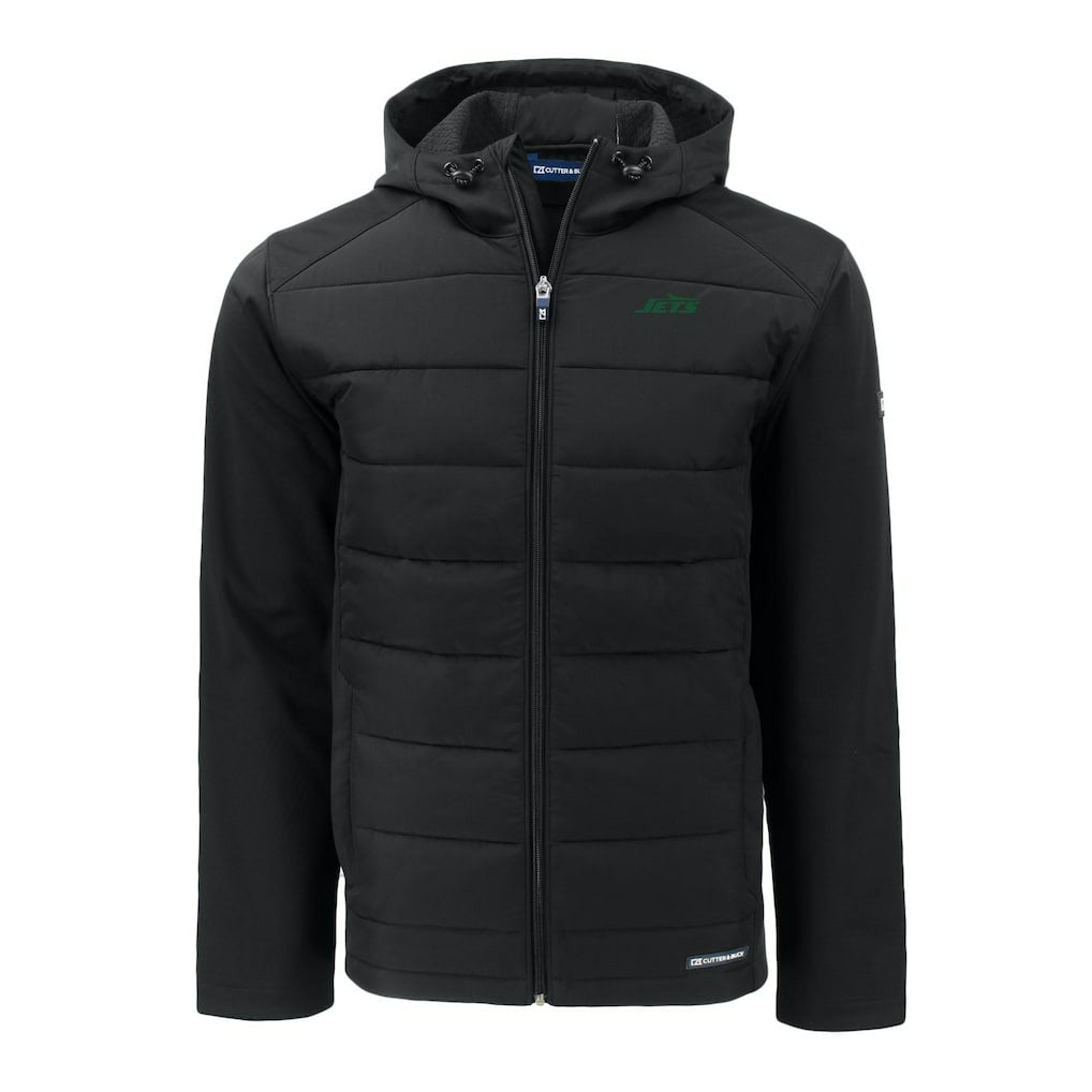 Cutter & Buck Primary Logo Evoke Hybrid Eco Softshell Recycled Full-Zip Hooded Jacket - New York Jets