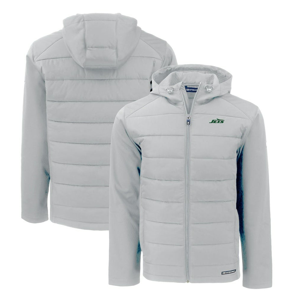 Cutter & Buck Primary Logo Evoke Hybrid Eco Softshell Recycled Full-Zip Hooded Jacket - New York Jets