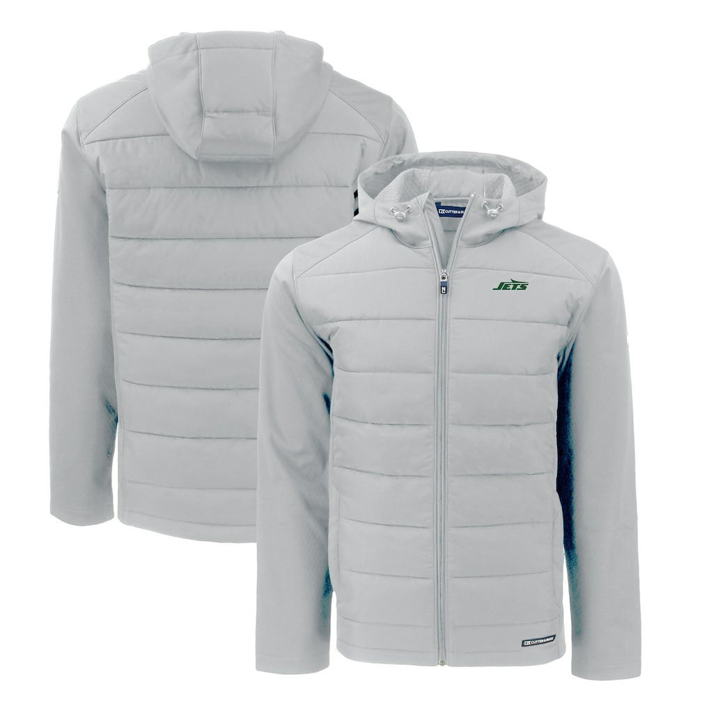 Cutter & Buck Primary Logo Evoke Hybrid Eco Softshell Recycled Full-Zip Hooded Jacket - New York Jets